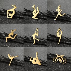 Charms 5pc/Lot Casual Fashion Gymnastics Running Skating Sports rostfritt stål hängen för halsbandsarmband DIY -tillbehör