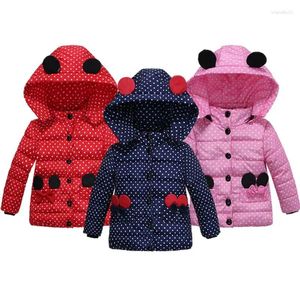 Jackets Autumn Winter Dot Girls Jacket Keep Warm Fashion Windbreaker Hooded Outerwear Birthday Party Christmas Coat Kids Clothes 2-4 Yrs