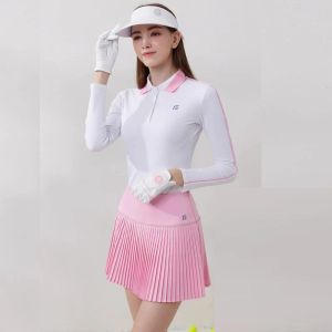 Camisetas 2023 roupas de golfe coreanas mulheres com longas camisas de golfe finas Camisetas de golfe CULOTTES