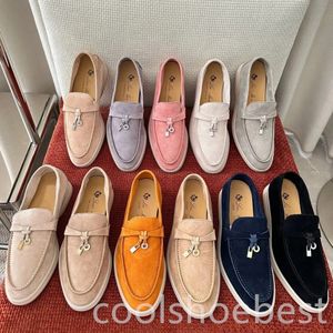 Yaz Yürüyüşü Süet Loafers Moccasins Kayısı Orijinal Deri Erkekler Günlük Slip Flats Kadınlar Lüks Tasarımcılar Düz Elbise Ayakkabı