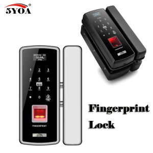 コントロールガラスフィンガープリントロックホームantitheftインテリジェントパスワードRFIDカードスタンドアロンオープナースマート用デジタル電子ドアロック