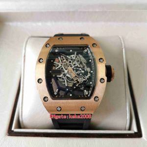 PM035 Rose Gold man watches 42mmx50mm Rubber Bands Strap Sapphire Glass Back transparent Automatic mechanical Movement men watch wristwatches