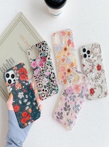 Moda Flor Soft TPU Casos para iPhone 14 Plus 13 Pro Max 12 11 iPhone14 Shell Bling Luxo de luxo elegante Rose Floral Smart Mobile Pho3304308