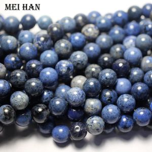 Strands Meihan Wholesale Natural Dumortierite 6mm 8mm 10mm 12mm smooth round loose beads for jewelry making design DIY bracelet necklace