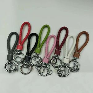 Woven Keychain Blank Creative Handmade Multicolor Leather Car Key Ring Rope Pendant Accessories Wholesale