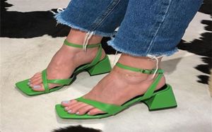 Womens Sandals Sexy Thick High Heels Buckle Candy Solid Color Casual Summer Footwear Ladies Shoes Party Sandal 2206016627854