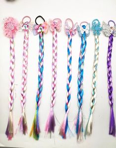 Peruca de cabelo para crianças meninas unicorn braid elástica bandas de cabelo corda laços de rabo de cavalo bobbles bobbles acessórios para a cabeça 02111931059