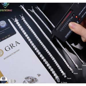 VVS Diamond Tennis Chain Hip Hop Gra D Moissanite Bracelet Bracelet Fine Jewelry 925 Серебряная цепь для мужчин женщин