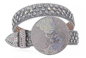 2024 Designerbälten BB Belt Simon för Owen Men Kvinnor Fashion Shiny Skull Kor Diamond Belt Gold Big Rhinestones Multicolour