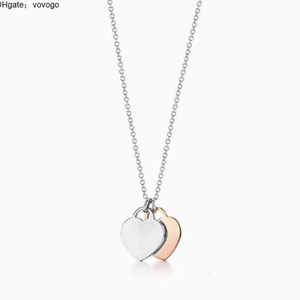 2024Classic 925 Sterling Silver Necklace Double Heart Pendant Necklace Man Women Party Wedding Jewelry High Quality Y220314
