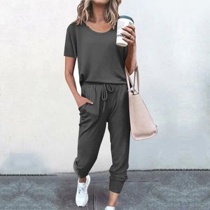 Kvinnor Autumn Casual Tracksuits Solid Color Loose Pullover Hoodies Two Piece Set Female Long Sleeve Tops Pants Sportswear 240418