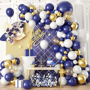 Decorazione per feste White Navy Blue Balloons Kit Metallic Gold Balloon Garland Arch Star Foil Ballon Birthday Wedding