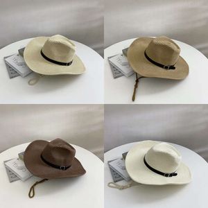 Homem de verão chapéu de palha de palha ao ar livre pretexto de praia casual proteção panamá tampas de cowboy larga chapéus s s s