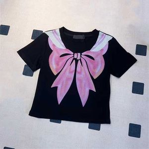 Designer Shirt Women Shirts Loose Tshirt Summer New Cotton High Quality Fashion Short Sleeve Crew Neck Print Tie Dye Bow Tops Street Casual Clothes Woman Top