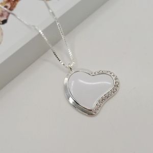 Necklaces Sublimation Blank Heart Necklaces Pendants With Drill Necklace Pendant Heat Tranfer Printing Consumable 20pcs/Lot