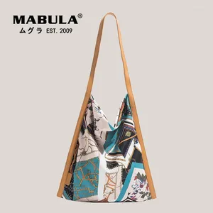 Сумки для покупок Mabula крупные богемные бродяги -плечо -куппионные сумки мода мягкие портативные кошельки для поперечного телеви