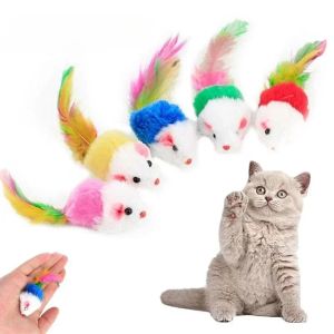 Zabawki 1pc Cat Toy kolorowe piórkowe zabawka miękka puch fałszywy myszy kota