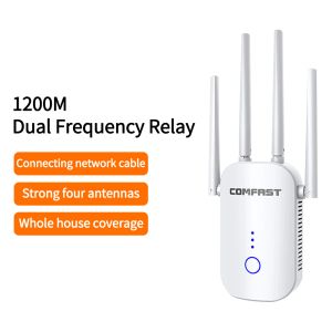 Yönlendiriciler WiFi Extender 1200Mbps Kablosuz Wi FI Tekrarlayıcı Çift Bant 2.45GHz Wi Fi Yönlendirici Uzun Aralıklı Booster 4 Anten WiFi Amplifikatör Aracı