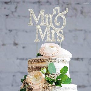 Party Supplies Mr And Mrs Wedding Cake Topper - Premium Silver Metal Sparkly Or Anniversary