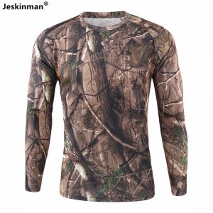 Footwear New Men's Outdoor Bionic Camouflage Hunting Fishing UnderShirt Breathable QuickDry LongSleeve Shirt Tactical Slim Shirt