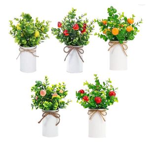 Flores decorativas 2PCs Plantas artificiais plásticas elegantes e convenientes para a escolha para externo ou interno D Cor