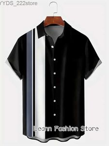 メンズカジュアルシャツ新しいメンズサマーハイアンバケーションシャツカジュアルでファッショナブルな服ボタンアップカラーシャツファッショナブルな幾何学的なプリントシャツYQ240422