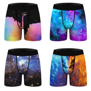 Mens Underpants Space Galaxy Printed Funny Boxers Briefs Novelty Boxer Shorts Humorous Underwear Male Brand Breathbale Panties