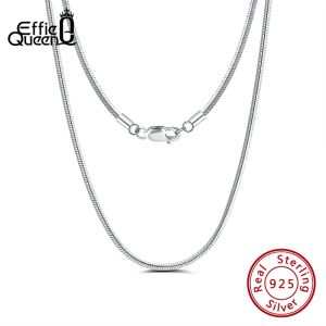 Halsketten Effie Queen Echt 925 Silber 1mm 1mm 1,5 mm 2 mm runde Schlangenkette Halskette 40 cm 45 cm 50 cm 55 cm 60 cm Frauen Männer Halskette SC09p