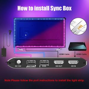 System LED Lights for TV LED Backlight for 5865 Inch TV, Audio Video Sync Box, Ambient Light for TV/PC/ Game/Room DIY LED