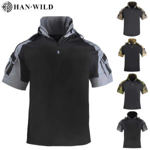 Camisetas de camisetas táticas masculino de paintball airsoft camisa de caça a camisa de caça a camisa do exército camufla