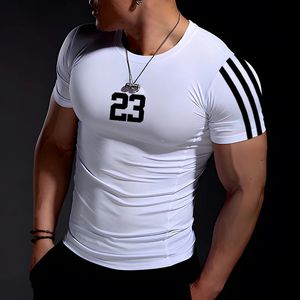 Herrkläder överdimensionerade sommaren avslappnad bekväm tätning tshirt sport gym sportkläder snabbdrad andning t -shirt 240409