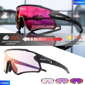 Okulary przeciwsłoneczne SCVCN Red Blue Fotochromic Sunglasss for Men Cycl okulary okularowe Ochrona okular