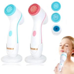 Scrubbers 3 In 1 Facial Spin Brush Beauty Personal Care Electric Facial Brush Waterproof Silicone Cleansing Brush Face Massager