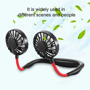 Portable Air Coolers Mini USB Draagbe Ventilator Handheld Neckless Fan Oplaadbare Batterij Kleine Draagbe Sports Fan 2000mA Local Manual Air Conditioning Y240422