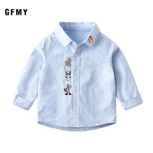 T-shirt Gfmy Boys Shirts 2021 Autunno Nuovo camicia casual a maniche lunghe di cotone BAMBINI CAMPIO DENOSAUTO CAMPIO DA DINOSAURE CAMILA CAMILA