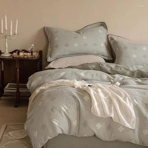 Bedding Sets 2024 Long-staple Cotton Four-piece Bed Linen Est Plain Color Simple Nordic Style Fashion Blue Gray