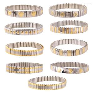 Länkarmband kvinnor smycken armband elastiskt stretch mode rostfritt stål armband f19d