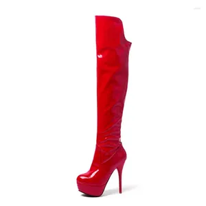 Сапоги Women Pu High Heels Over-The Knee Женская осенняя зимняя платформа бедра Sexy Ladies Dancing Shoes WSH5016