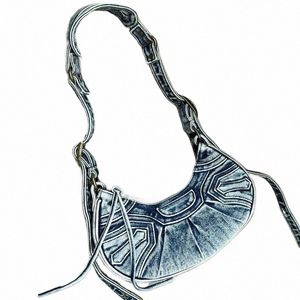 england Style Denim Bags For Womens Luxury Designer Handbag Purse 2024 New In Vintage Distred Craftsmanship Splicing Shoulder V2Dx#