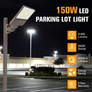 150W parkeringsplats Belysning AC100-277V IP65 Utomhusvattentät 5 år Garanti UL DLC Listad Area Pole LED Street Light