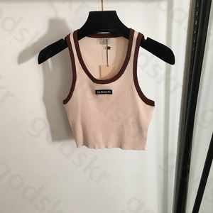 Fashion Slim Knit Crop Tops Womens Designer Sexy Halter Tops Simple Crew Neck Short Sleeved Knitwear