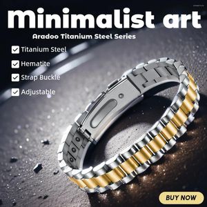 Länkarmband minimalistisk konst titanstål armband rostfritt hematit magnetiska energimycken