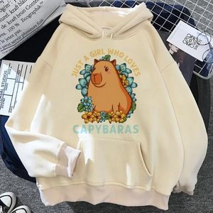 Women's Hoodies Fashion Khaki Clothing Hooded Funny Capybara Hoodie Women 90s Y2k Aesthet Print Sweatshirt Autumn Winter Lazy Style