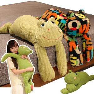 1M Giant Long Arms Frog Plush Toy Throw Pillow Stuffed Green Frogs School Nap Sleep Boyfriend Hug Cushion for Girl Gift 240420