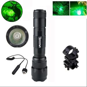 Scopes Waterproof Green/Red LED Hunting Flashlight Tactical Torch+Scope Rifle Barrel Mount+Remote Switch Searchlight