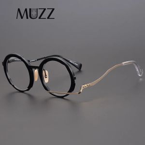 フレームメタルレトロ光学眼鏡の手作り日本の男性近視処方メガネフレームパーソナリティ高品質のアイウェア