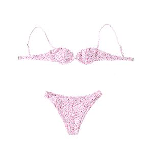 Neue europäische und amerikanische Mode Badeanzug Split Bikini Set für Frauen Badebekleidung Polka Dot Pink Micro Sexy Bikini Set