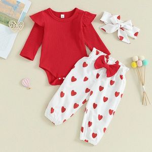 Set di abbigliamento Valentine NABINA BAMBINI ABBILITÀ SMA CHE ROMPETTI LUNGA ROMPETS PANTANI PANTANI CANDA 3PCS BAMBINI TAMBINO