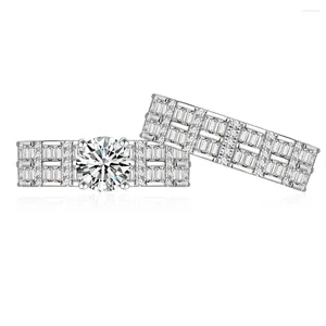 Cluster Rings Light Luxury Layered Pair Ring S925 Sterling Silver With Women's Diamond European And American Jewelry