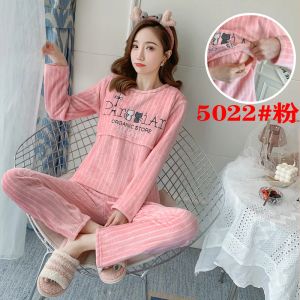 Elbiseler Flanel Kış Hamile Pamas Seti Kalın Hamzerürasyon Hemşireliği Pijama Homewear Coral Polar Postpartum Emzirme Tikşünü